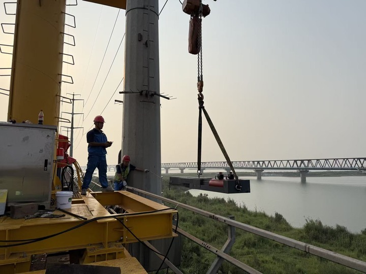 This photo taken on July 11, 2026 shows a view of a repair work construction site by Intelligent Engineering Connections Incorporated (IEC) and its local partners at Jamuna Bridge spanning the Jamuna River in north-central Bangladesh. (Xinhua)